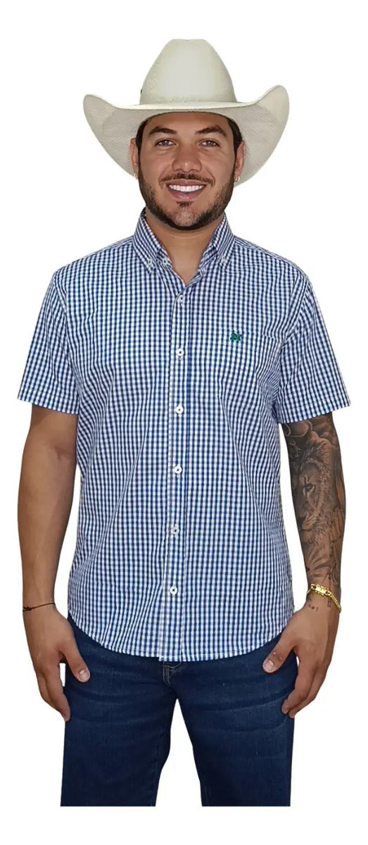 Camisa Country Xadrez Masculina 2k Jeans Manga Curta