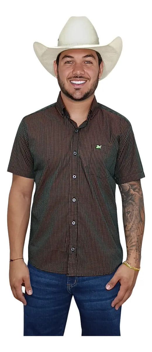 Camisa Country Xadrez Masculina 2k Jeans Manga Curta