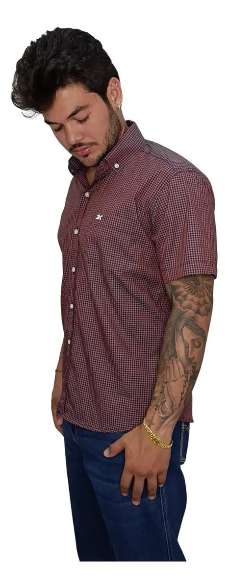 Camisa Country Xadrez Masculina 2k Jeans Manga Curta