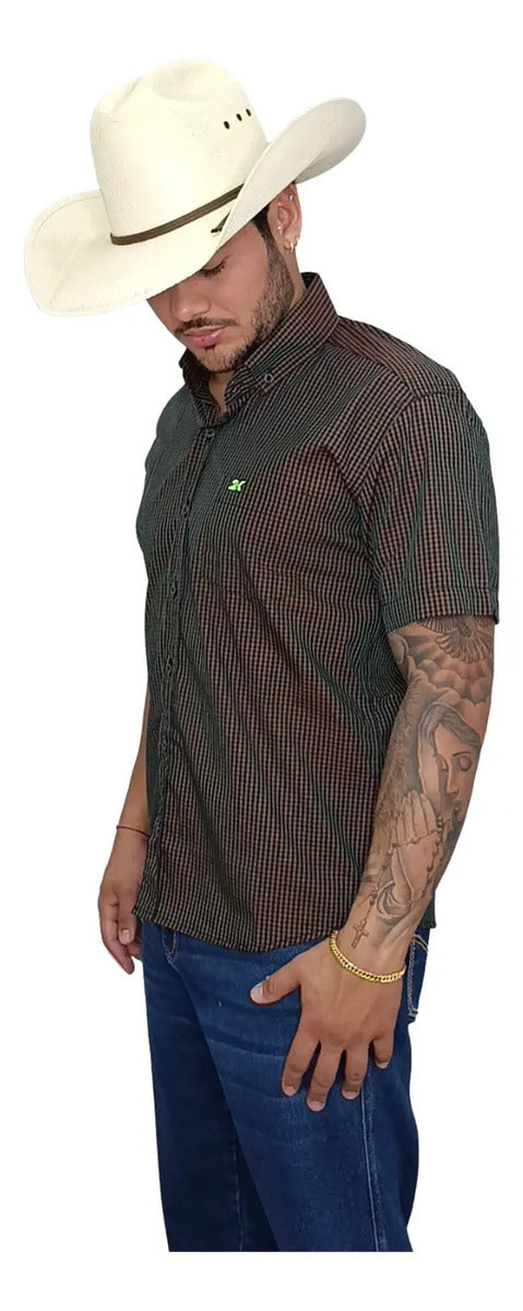 Camisa Country Xadrez Masculina 2k Jeans Manga Curta