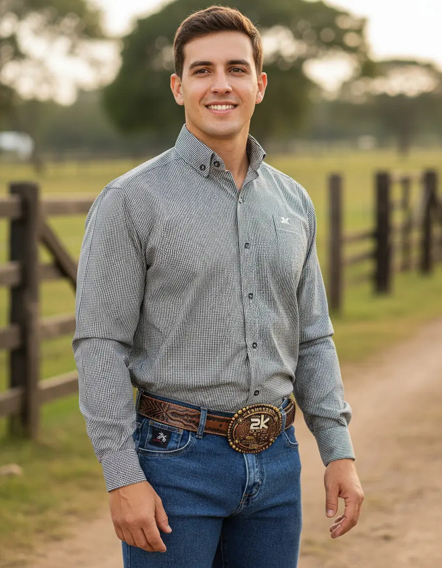 Camisa Country Xadrez Masculina Manga Longa 2k Jeans