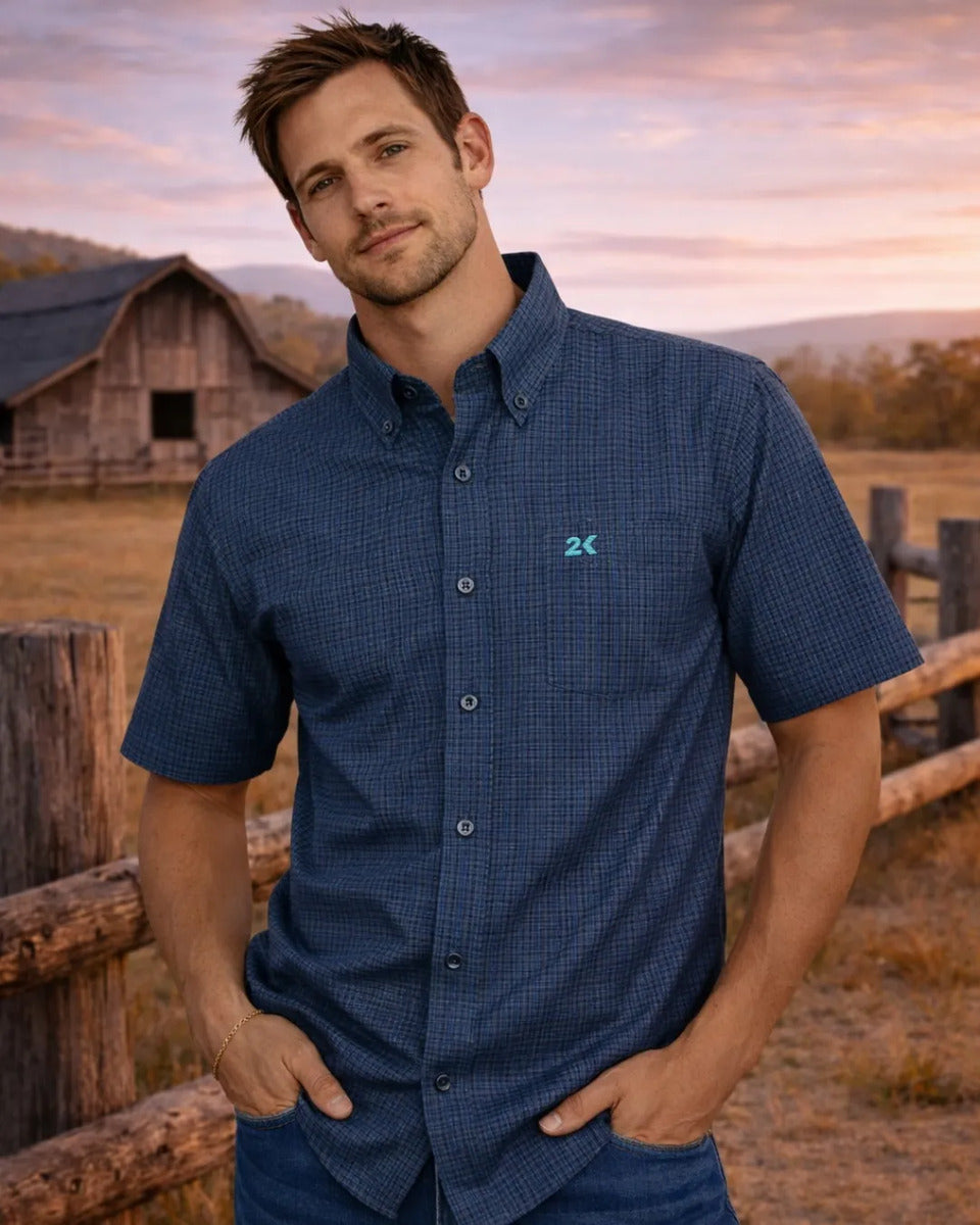 Camisa Country Xadrez Masculina 2k Jeans Manga Curta 03