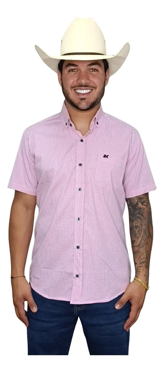 Camisa Country Xadrez Masculina 2k Jeans Manga Curta