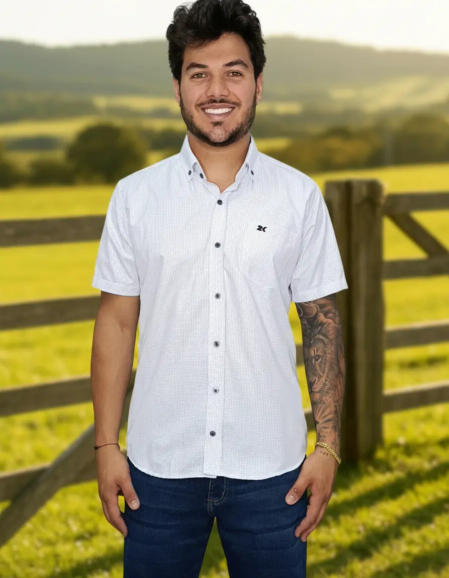 Camisa Country Xadrez Masculina 2k Jeans Manga Curta