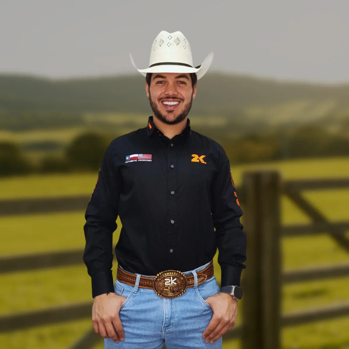 Camisa Country Masculina 2k Jeans Bordada Cowboy Premium