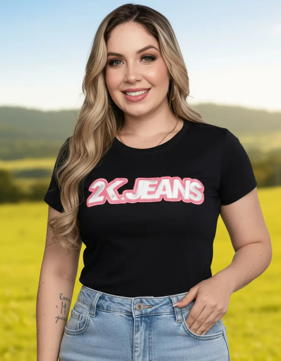 T-shirt Feminino 2k Jeans Bordado Country