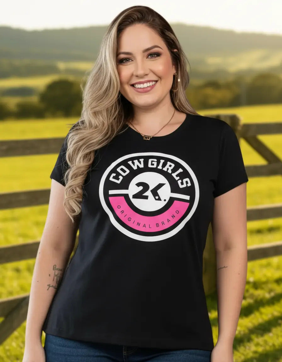T-shirt Feminino 2k Cowgirl Circulo Estampado Country