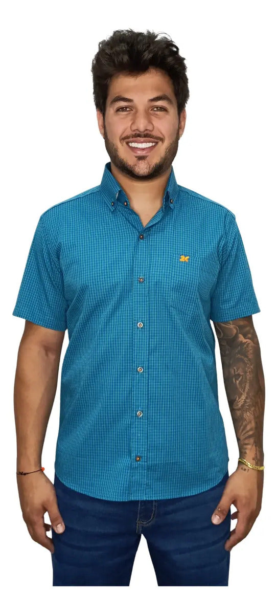 Camisa Country Xadrez Masculina 2k Jeans Manga Curta