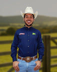 Camisa Country Masculina 2k Jeans Bordada Cowboy Premium