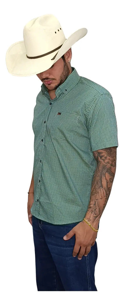 Camisa Country Xadrez Masculina 2k Jeans Manga Curta