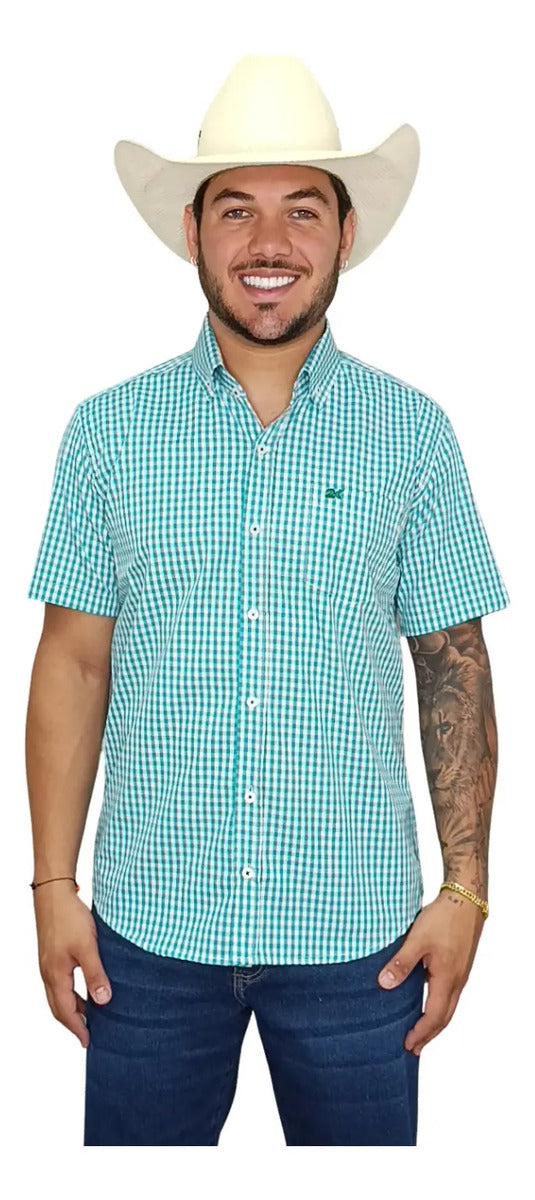Camisa Country Xadrez Masculina 2k Jeans Manga Curta