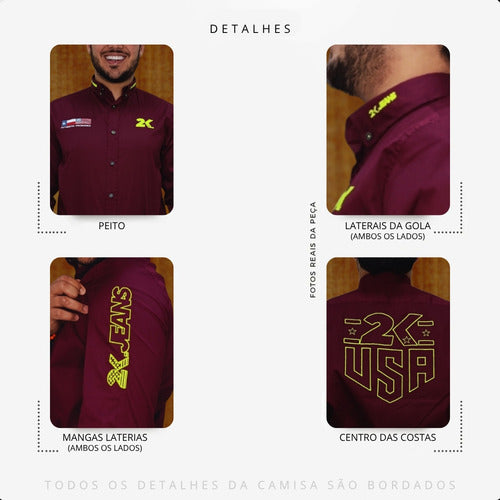 Camisa Country Masculina 2k Jeans Bordada Cowboy Premium