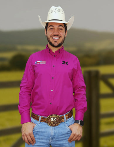 Camisa Country Masculina 2k Jeans Bordada Cowboy Premium